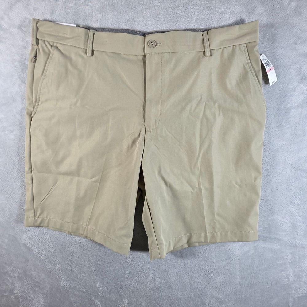 IZOD Men Performance Dress Short 40W Spray Green Chino Flat Front 9.5" Inseam‎